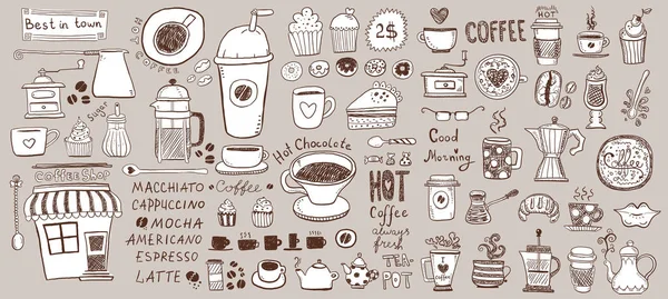 Set de garabatos de café — Vector de stock