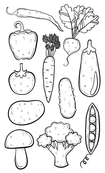 Iconos de verduras dibujadas a mano — Archivo Imágenes Vectoriales