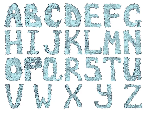 Handgezeichnetes Alphabet auf Weiß — Stockvektor