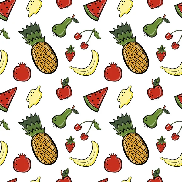 Fruits Dessinés Main Style Dessin Animé — Image vectorielle