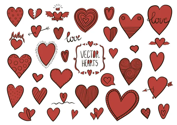 Τα Doodles εικονίδια καρδιές — Διανυσματικό Αρχείο