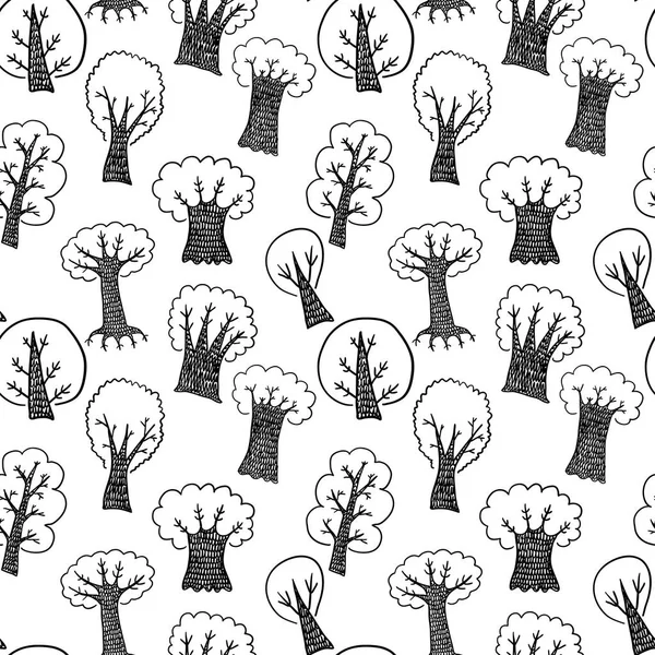 手描きの木パターンの種類 — ストックベクタ