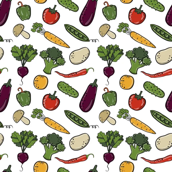 Légumes Dessinés Main Style Dessin Animé Isolés Sur Fond Blanc — Image vectorielle