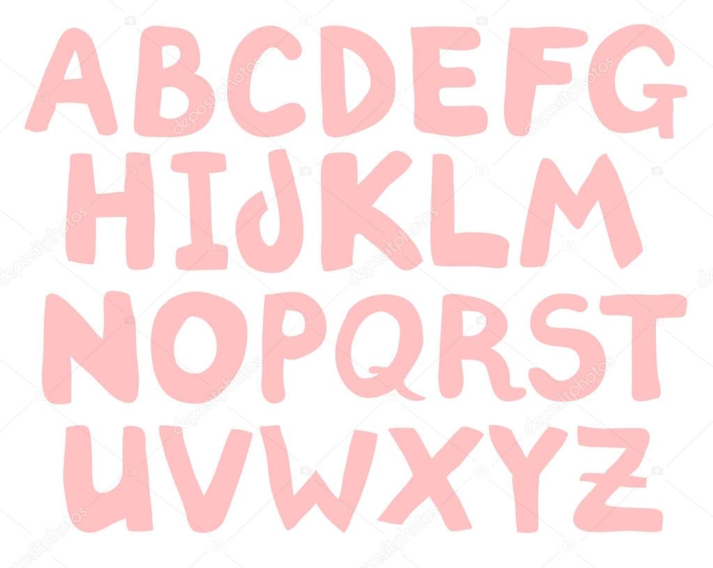 Pink alphabet on white