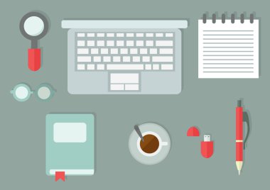 Office düz tasarım nesneleri