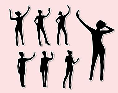 Selfie siluetleri alarak kız