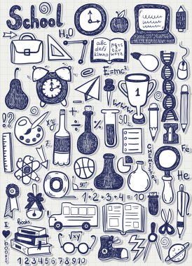 Okul nesneleri çıkartmaları kümesi