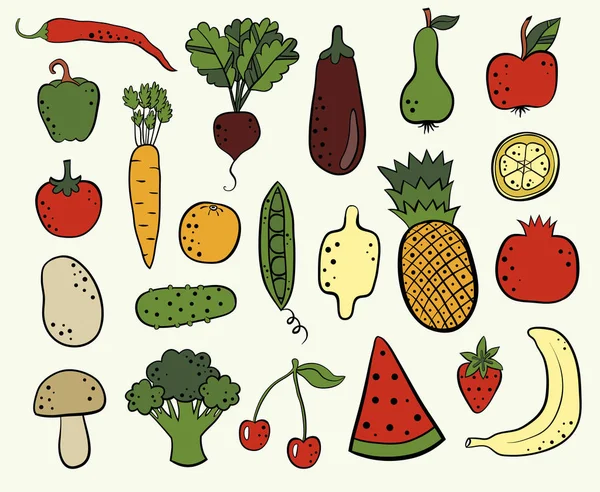 浅绿色背景下的彩色蔬菜无缝图案 — 图库矢量图片