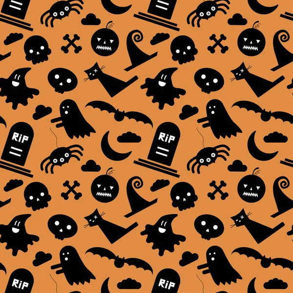 Halloween-Muster mit gruseligen Symbolen — Stockvektor