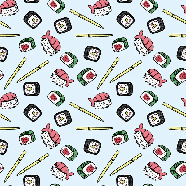 Patrón Fondo Sin Costura Sushi — Archivo Imágenes Vectoriales