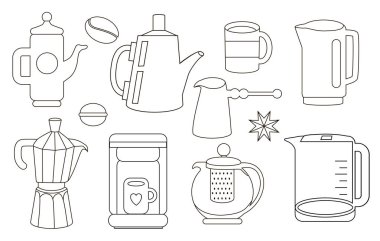 Çay, kahve ve tatlılar Icons set