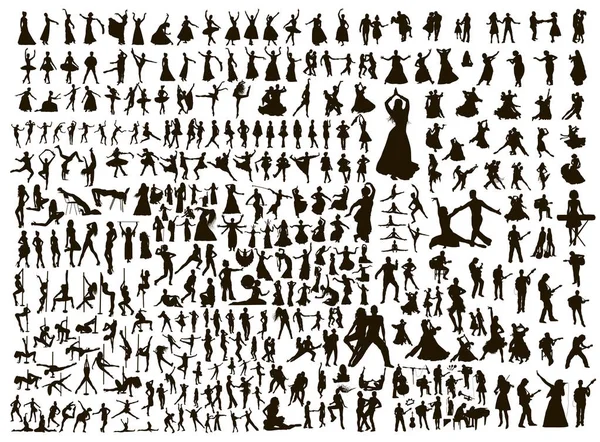 Набір Художніх Жінок Танцюючих Силуетів — стоковий вектор