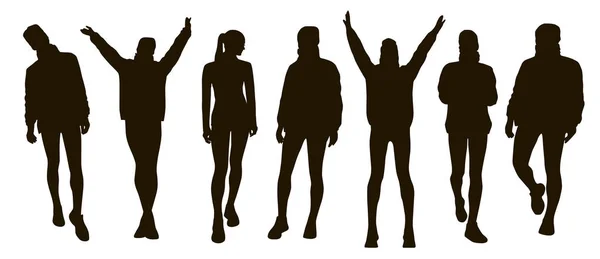 Silhouettes Personnes Forme Physique Concept Mode Vie Sain — Image vectorielle