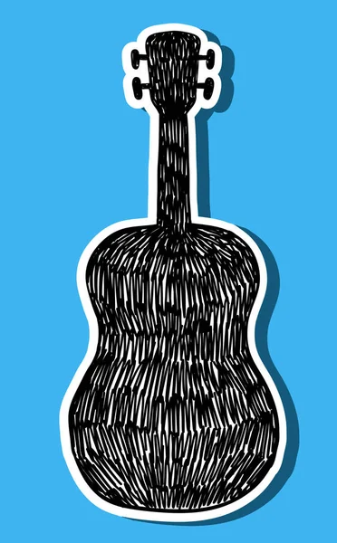 Vector Acústico Silueta Boceto Guitarra — Vector de stock