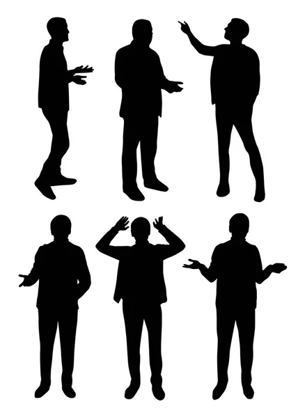 Gesturing Man Silhouettes Vector Set — Stock Vector