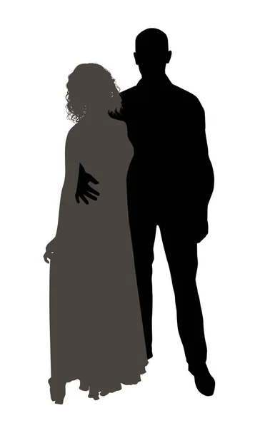 Illustration Vectorielle Silhouettes Couple Aimant — Image vectorielle