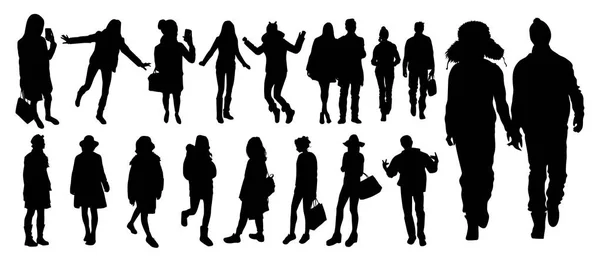 People Silhouettes Different Lifestyles Set — Stock Vector