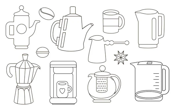 Tea Coffee Desserts Icons Set — Stock Vector