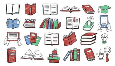 Kitap dizi doodles, vektör çizim