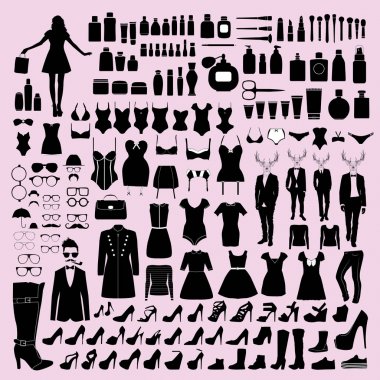Moda siluetleri, vektör çizim topluluğu