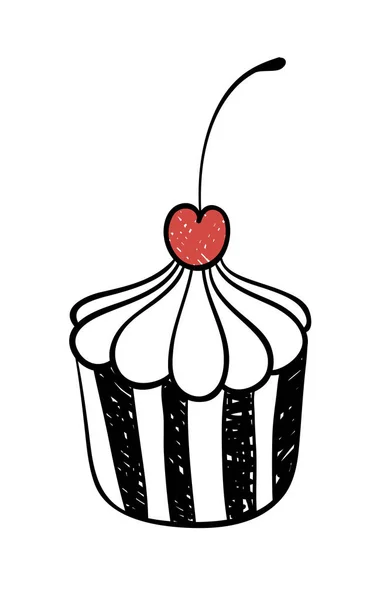 Cupcake Disegnato Mano Illustrazione Vettoriale — Vettoriale Stock