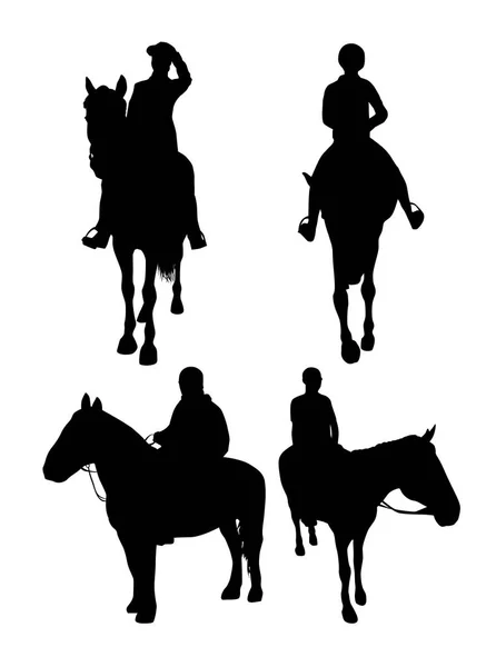 Ensemble Silhouettes Chevaux Vecteurs Illustration Vectorielle — Image vectorielle