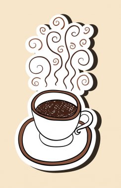 Elle çizilmiş fincan kahve, vektör çizim