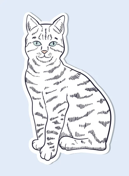 Hand Drawn Cute Cat Sticker — Stock Vector