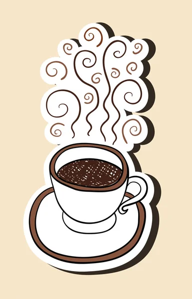 Elle Çizilmiş Fincan Kahve Vektör Çizim — Stok Vektör