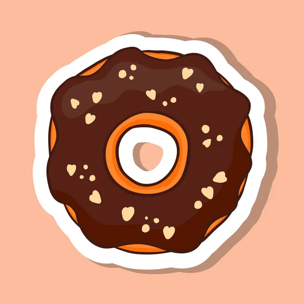 Süßer Donut Mit Schokolade Vektorillustration — Stockvektor