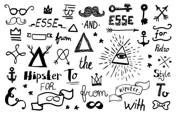 Hipster Hand Drawn Icons Set Vector Illustration — Stock Vector