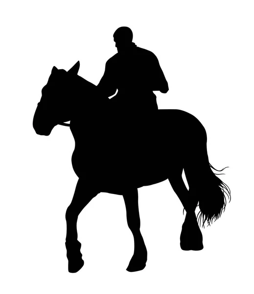 Medieval Horseman Rides Fast Silhouette — Stock Vector