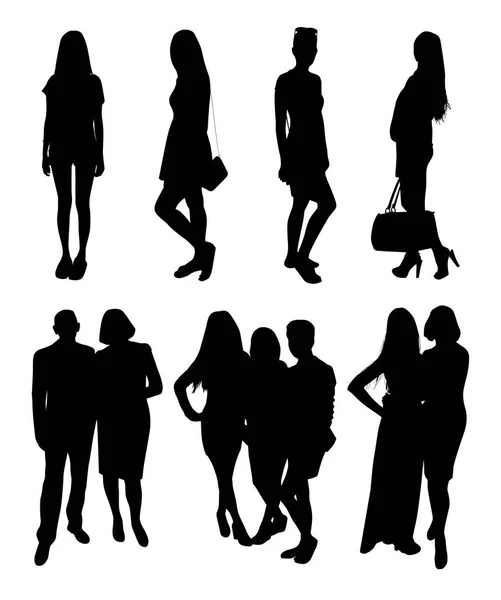 Silhouettes Personnes Styles Vie Différents Ensemble — Image vectorielle