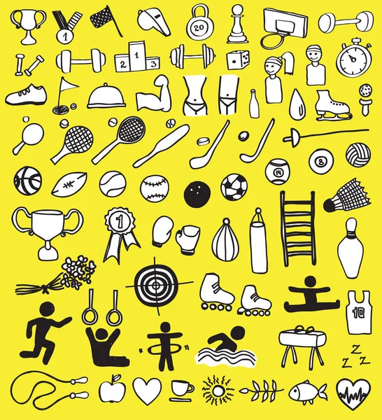 Doodle Icone Dello Sport Illustrazione Vettoriale — Vettoriale Stock