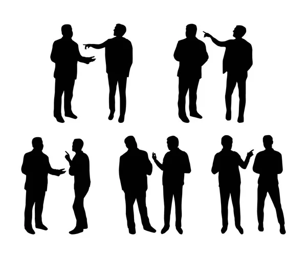 Ensemble Silhouettes Masculines Noires Isolées Sur Fond Blanc Vectoriel Illustration — Image vectorielle