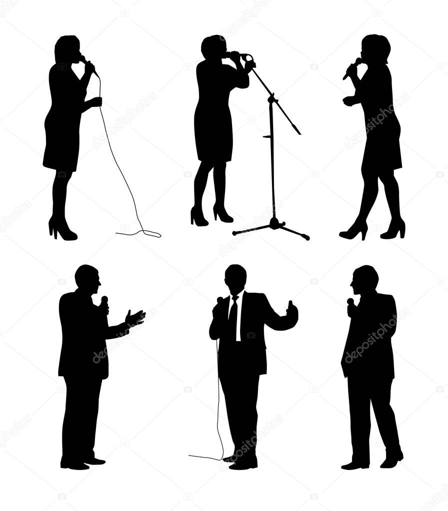 silhouettes of orator people, vector, illustration