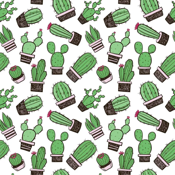 Modèle Sans Couture Cactus Illustration Vectorielle — Image vectorielle