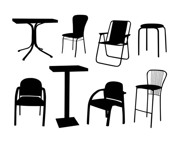 Sandalye Masa Vektör Çizim Seti — Stok Vektör