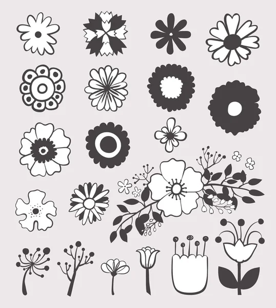 Hand Drawn Flowers Vector Illustration — Stock Vector