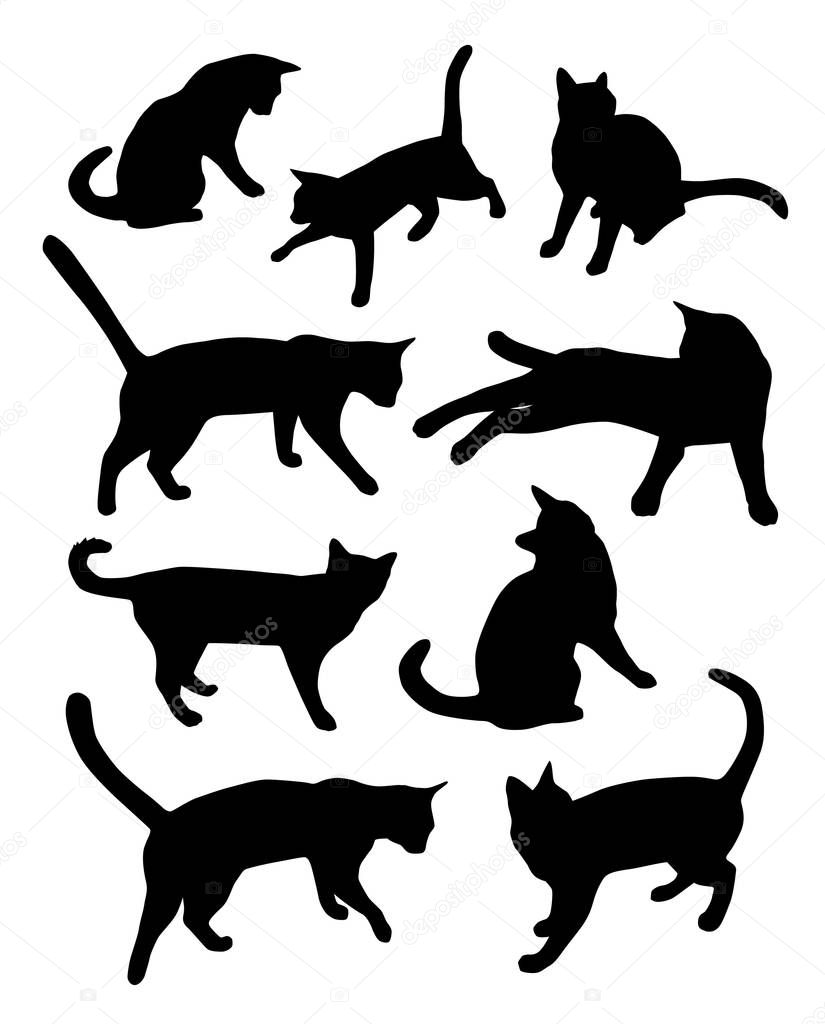 Set of different cat silhouettes, vector illustration
