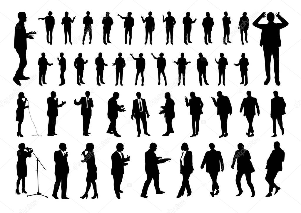 Talking people silhouettes, vector illustration