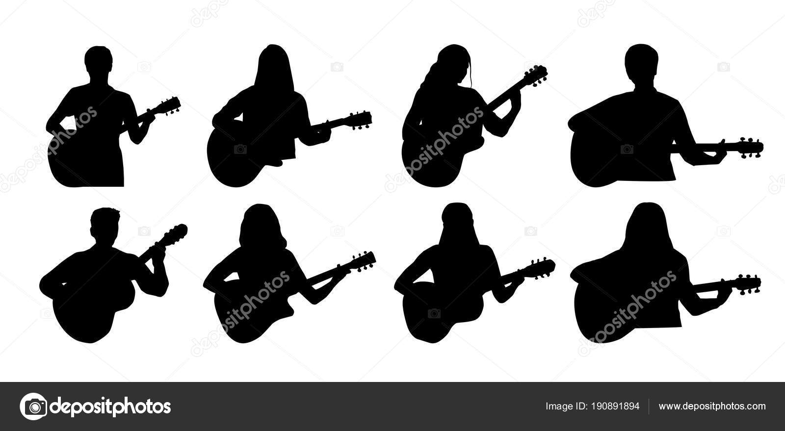 ギタリストのシルエットストックベクター ロイヤリティフリーギタリストのシルエットイラスト Depositphotos