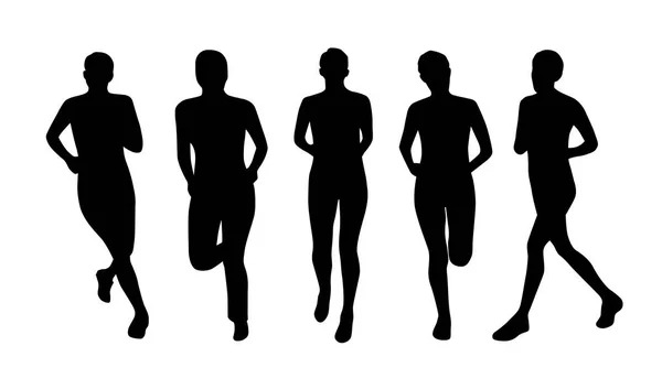 Silhouettes Personnes Faisant Des Exercices Aérobic Sur Fond Blanc Illustration — Image vectorielle