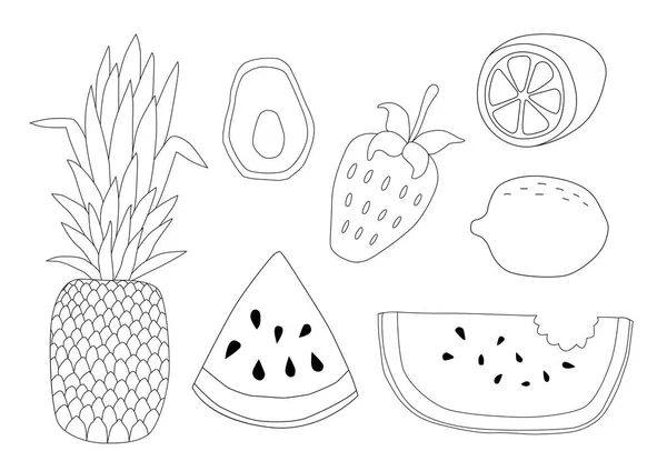 Différents Dessins Fruits Illustration Vectorielle — Image vectorielle