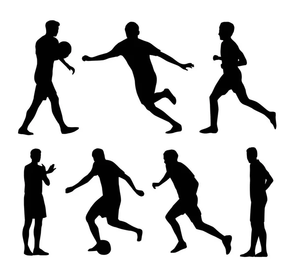 Juego de siluetas de fútbol — Archivo Imágenes Vectoriales