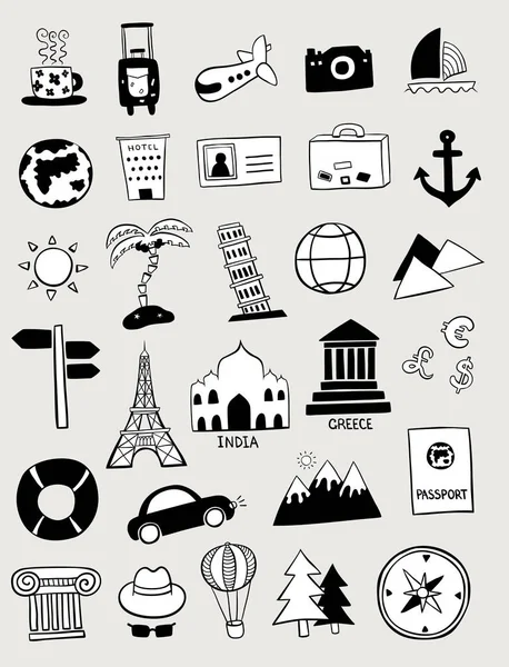 Set Simboli Viaggio Illustrazione Vettoriale — Vettoriale Stock