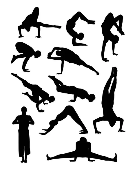 Patroon Met Silhouetten Van Mensen Doen Yoga Witte Achtergrond Vectorillustratie — Stockvector