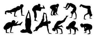 yoga, beyaz arka plan, vektör çizim yapıyor insan siluetleri ile desen