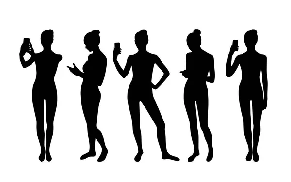 Ensemble de silhouettes de femmes — Image vectorielle