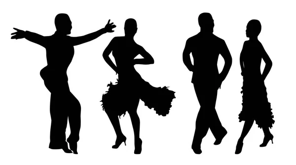 Danza coppia silhouette — Vettoriale Stock